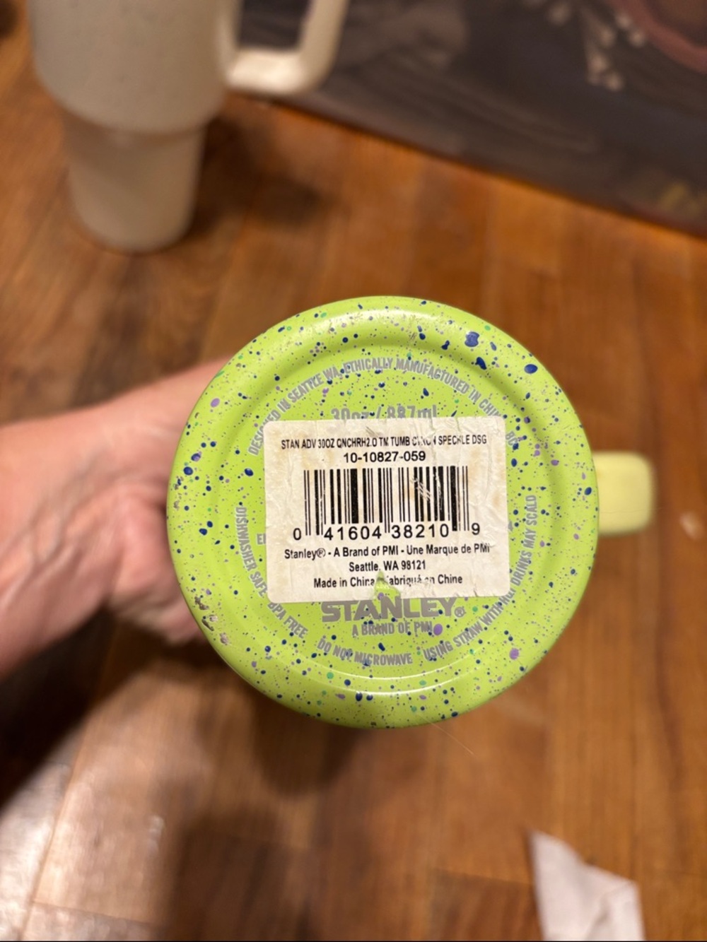 Stanley Speckled Travel Mugs in Cream and Lime Green - Picture 8 of 10
